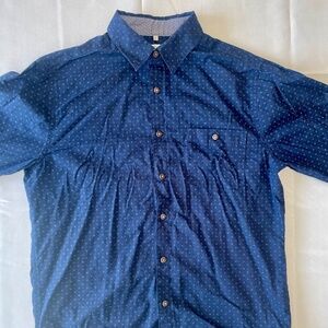 Campia Moda Men’s Navy Dot Long Sleeve Button‑Up Shirt - M